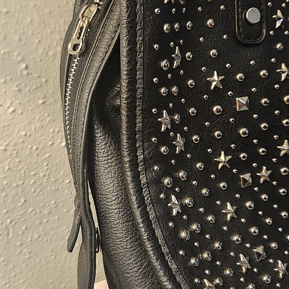 Prune Studded Black Leather Bag - Picture 2 of 9